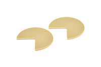 Gold Pizza Slice, 2 Gold Plated Brass Three Quarters Stamping Blank Pendants with 1 Hole (30x25x0.80mm) B0169