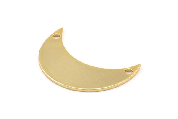 Moon Crescent Charm, 3 Gold Plated Brass Moons With 2 Holes (25x9.5x0.80mm) Moon1