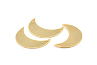 Moon Crescent Charm, 3 Gold Plated Brass Moons With 2 Holes (25x9.5x0.80mm) Moon1