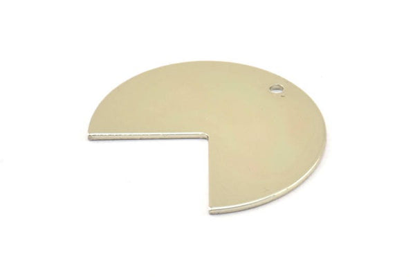 Silver Pizza Slice, 5 Silver Tone Three Quarters Stamping Blank Pendants with 1 Hole (30x25x0.80mm) B0169