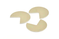 Silver Pizza Slice, 5 Silver Tone Three Quarters Stamping Blank Pendants with 1 Hole (30x25x0.80mm) B0169