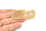 Brass Diamond Earring, 6 Raw Brass Diamond Shape Earring Charms With 1 Hole, Pendants, Findings (46x33mm) E031