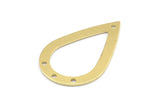 Brass Drop Charm, 12 Raw Brass Drop Charms With 4 Holes, Findings (31x20x0.75mm) E043