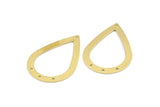 Brass Drop Charm, 6 Raw Brass Drop Charms With 4 Holes, Findings (40x27x0.8mm) BS 2285