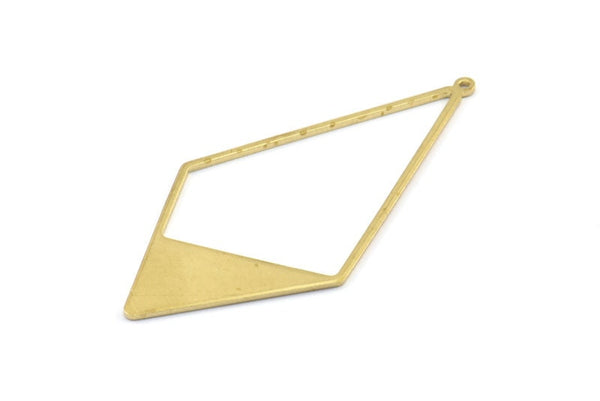Brass Diamond Charm, 6 Raw Brass Diamond Charms With 1 Loop, Pendants, Findings (56x27.5x0.8mm) E628