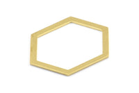 Hexagon Choker Charm, 6 Raw Brass Hexagon Charms, Pendants, Findings (39x29.5x1mm) E033