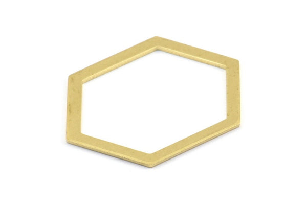 Hexagon Choker Charm, 6 Raw Brass Hexagon Charms, Pendants, Findings (39x29.5x1mm) E033