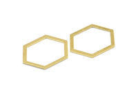 Hexagon Choker Charm, 6 Raw Brass Hexagon Charms, Pendants, Findings (39x29.5x1mm) E033