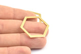 Hexagon Choker Charm, 6 Raw Brass Hexagon Charms, Pendants, Findings (39x29.5x1mm) E033