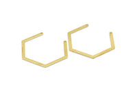 Hexagon Choker Charm, 10 Raw Brass Hexagon Choker Pendants With 2 Holes, Charms, Findings (41.5x33x0.8mm) BS 2077