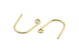 Brass Earring Wires, 50 Raw Brass Earring Wires With 1 Loop (18.5x17x1mm) BS 2084
