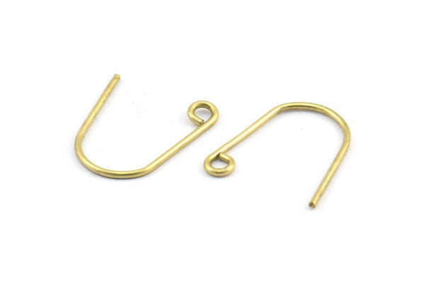Brass Earring Wires, 50 Raw Brass Earring Wires With 1 Loop (18.5x17x1mm) BS 2084