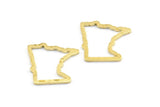Brass Minnesota Charm, 24 Raw Brass Minnesota State Charms, Findings (18x17.5x1mm) E045