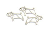 Steel Dog Charm, 5 Steel Dog Charms With 1 Loop (16.5x22x0.9mm) E113