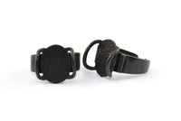Black Ring Setting, 1 Oxidized Brass Black Gorgeous Ring Settings With 2 Claws, Ring Blanks (14.5x12.5x1.2mm) BS 1911