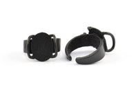 Black Ring Setting, 1 Oxidized Brass Black Gorgeous Ring Settings With 2 Claws, Ring Blanks (14.5x12.5x1.2mm) BS 1911