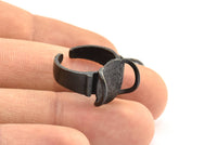 Black Ring Setting, 1 Oxidized Brass Black Gorgeous Ring Settings With 2 Claws, Ring Blanks (14.5x12.5x1.2mm) BS 1911