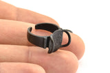 Black Ring Setting, 1 Oxidized Brass Black Gorgeous Ring Settings With 2 Claws, Ring Blanks (14.5x12.5x1.2mm) BS 1911