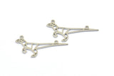 Steel Dinosaur Charm, 5 Steel Dinosaur Charms With 2 Loops (17x29x0.8mm) E112