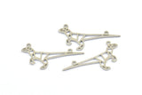 Steel Dinosaur Charm, 5 Steel Dinosaur Charms With 2 Loops (17x29x0.8mm) E112