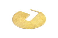 Geometric Earring Findings, 2 Raw Brass Semi Circle Textured Earring Findings  (36.5x1mm) BS 1976