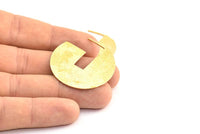 Geometric Earring Findings, 2 Raw Brass Semi Circle Textured Earring Findings  (36.5x1mm) BS 1976