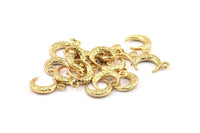 Altın Ay Tılsımı, 1 Halkalı 6 Altın Kaplama Pirinç Dokulu Boynuz Tılsımı, Kolye Ucu, Mücevher Parçası (12x4x3mm) N0335 Q0417