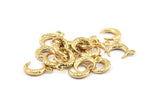 Altın Ay Tılsımı, 1 Halkalı 6 Altın Kaplama Pirinç Dokulu Boynuz Tılsımı, Kolye Ucu, Mücevher Parçası (12x4x3mm) N0335 Q0417