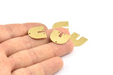 Brass Geometric Charm, 24 Raw Brass U Shaped Pendants With 3 Holes, Charms, Findings (16x17x0.50mm) E142