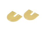 Brass Geometric Charm, 24 Raw Brass U Shaped Pendants With 3 Holes, Charms, Findings (16x17x0.50mm) E142