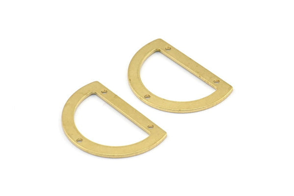 Half Moon Blank, 12 Raw Brass Semi Circle Blank Charms With 3 Holes, Pendants, Earrings, Findings (21.5x14.5x0.8mm) E012
