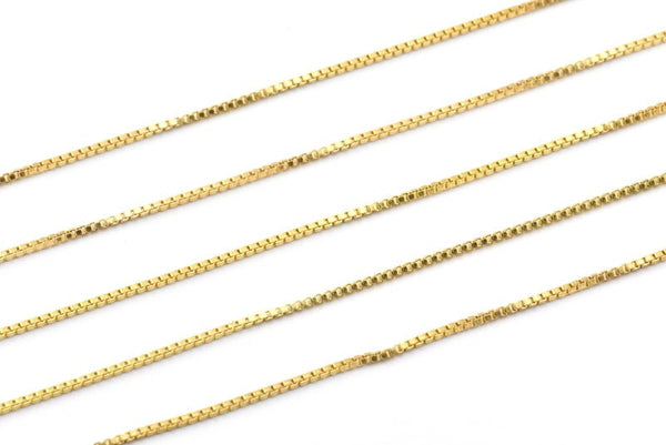 Brass Cube Chain, 5M Raw Brass Cube Chain (1mm) Z021