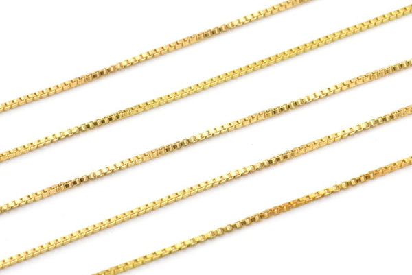 Brass Cube Chain, 5M Raw Brass Cube Chain (1.2mm) Z058