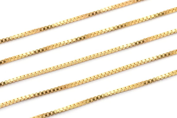 Brass Cube Chain, 5M Raw Brass Cube Chain (1.5mm) Z074