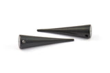 Black Spike Pendant, 1 Oxidized Brass Black Spike Tribal Pendants With 1 Hole (40x10mm) A0769