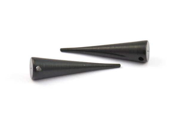Black Spike Pendant, 1 Oxidized Brass Black Spike Tribal Pendants With 1 Hole (40x10mm) A0769