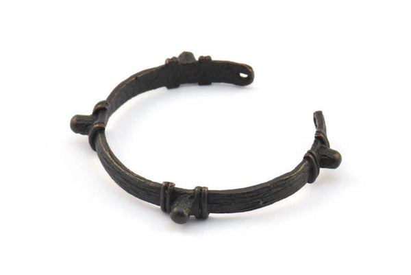 Siyah Dokulu Charm, 2 Delikli 1 Oksitlenmiş Pirinç Siyah Dokulu Kolye, Kolye Bulucu (103x4,5x5mm) V040 S510