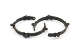 Siyah Dokulu Charm, 2 Delikli 1 Oksitlenmiş Pirinç Siyah Dokulu Kolye, Kolye Bulucu (103x4,5x5mm) V040 S510