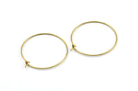 Brass Earring Wires, 25 Raw Brass Earring Studs, Wire Hoops (30x0.70mm) E184