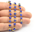 Vintage Sapphire Chain, 3 Meters Vintage Light Sapphire Crystal Rhinestone Chain With Brass Frame (6x5mm) - Made In Austria AL-06