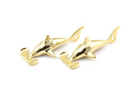Çekiç Balık Kolye, 1 Delikli Altın Kaplama Pirinç Çekiç Balık Tılsımı (51x21mm) N0152 Q0436