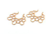 Ethnic Circle Pendant, 1 Rose Gold Plated Brass Pendants With 2 Loops, Pendants, Charms, Findings (35.5x39x1.4mm) U036 Q0424