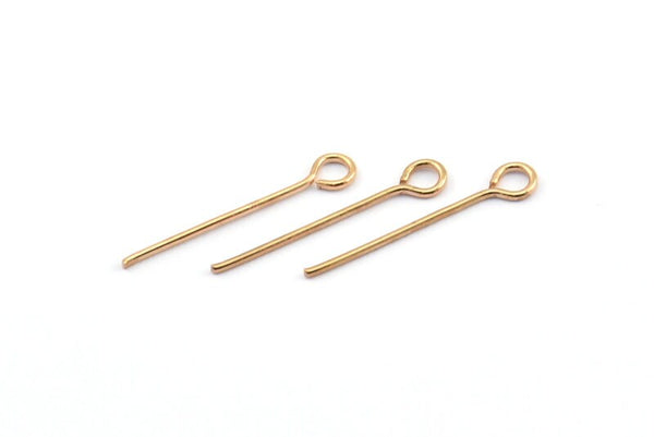 Gül Altın Göz İğnesi, 50 Gül Altın Kaplama Pirinç Göz İğnesi, Bulgular, Boncuk İğnesi (20x0,7 mm) Bs 1151