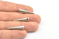 Gümüş Sivri Uçlu Kolye, 1 Delikli 6 Gümüş Tonlu Sivri Uçlu Kabile Kolye, Kolye Uçları, Mücevher Parçaları (27x7mm) A0765 H0536