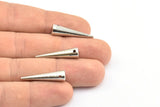 Gümüş Sivri Uçlu Kolye, 1 Delikli 6 Gümüş Tonlu Sivri Uçlu Kabile Kolye, Kolye Uçları, Mücevher Parçaları (27x7mm) A0765 H0536