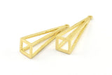 Brass Triangle Prism, 3 Raw Brass Triangle Prism Pendants With 1 Loop (37x10mm) BS 1980