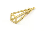 Brass Triangle Prism, 3 Raw Brass Triangle Prism Pendants With 1 Loop (32x10mm) BS 1984