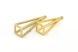 Brass Triangle Prism, 3 Raw Brass Triangle Prism Pendants With 1 Loop (32x10mm) BS 1984