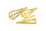 Brass Triangle Prism, 3 Raw Brass Triangle Prism Pendants With 1 Loop (32x10mm) BS 1984