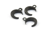 Black Moon Charm, 6 Oxidized Brass Black Textured Horn Charms With 1 Loop, Pendant, Jewelry Finding (12x3.60x3.65mm) N0302 S646